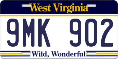 WV license plate 9MK902