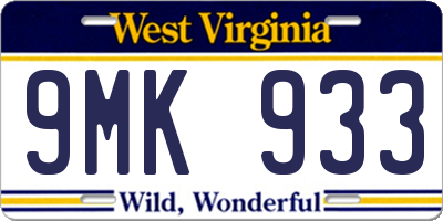 WV license plate 9MK933