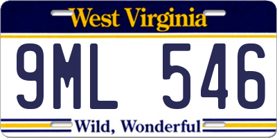 WV license plate 9ML546