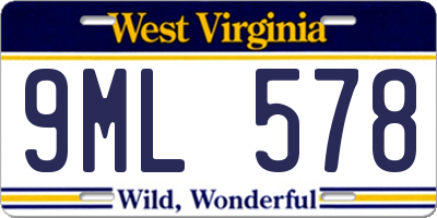 WV license plate 9ML578
