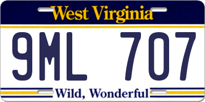 WV license plate 9ML707