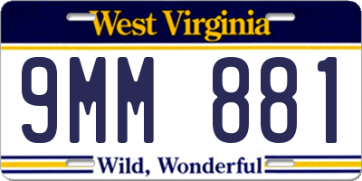 WV license plate 9MM881