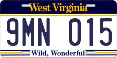 WV license plate 9MN015