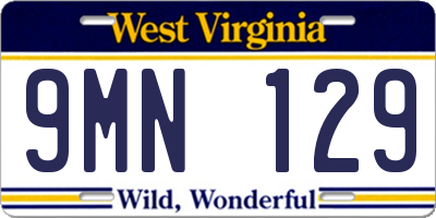 WV license plate 9MN129