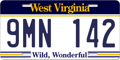 WV license plate 9MN142