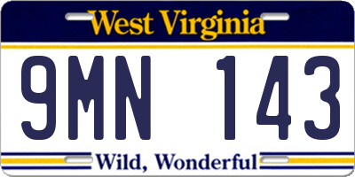 WV license plate 9MN143