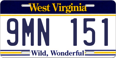 WV license plate 9MN151