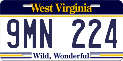 WV license plate 9MN224