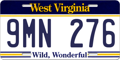 WV license plate 9MN276