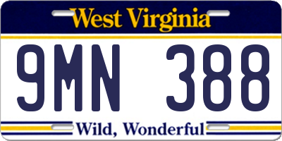 WV license plate 9MN388