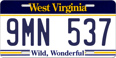 WV license plate 9MN537