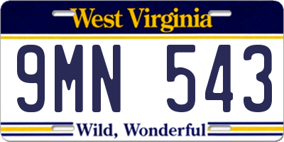 WV license plate 9MN543