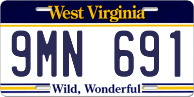 WV license plate 9MN691