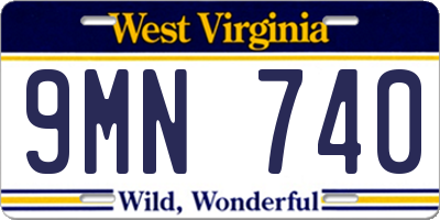 WV license plate 9MN740