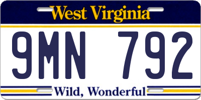 WV license plate 9MN792
