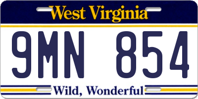 WV license plate 9MN854