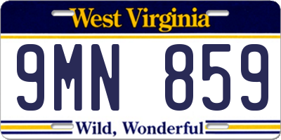 WV license plate 9MN859