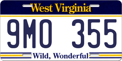 WV license plate 9MO355