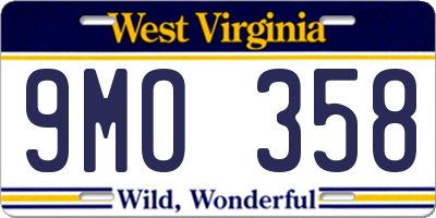 WV license plate 9MO358