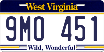 WV license plate 9MO451