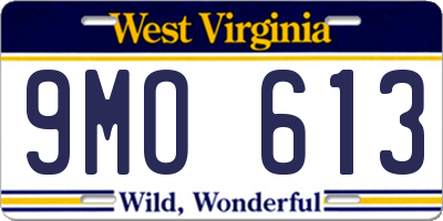 WV license plate 9MO613