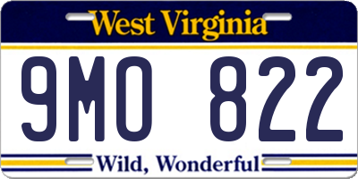 WV license plate 9MO822