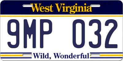 WV license plate 9MP032