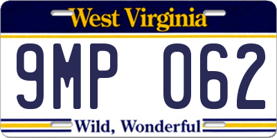 WV license plate 9MP062