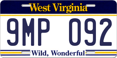 WV license plate 9MP092