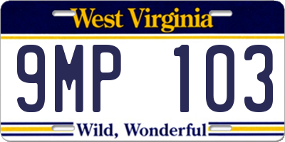 WV license plate 9MP103