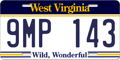 WV license plate 9MP143