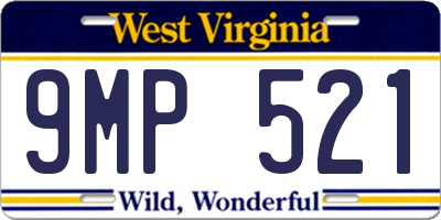 WV license plate 9MP521