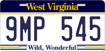 WV license plate 9MP545