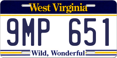 WV license plate 9MP651