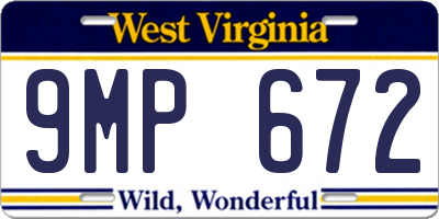 WV license plate 9MP672