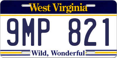 WV license plate 9MP821