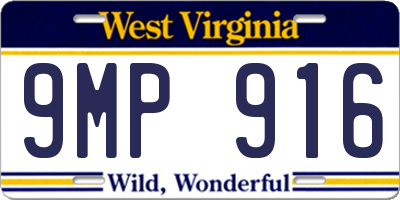 WV license plate 9MP916
