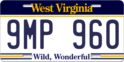 WV license plate 9MP960