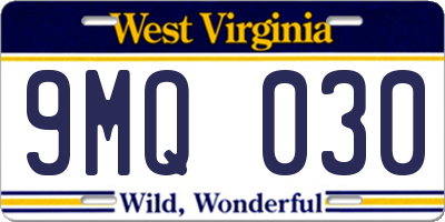 WV license plate 9MQ030