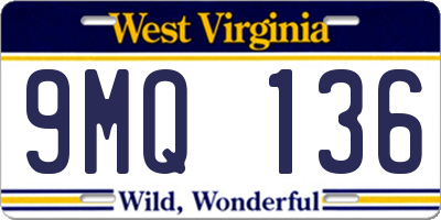 WV license plate 9MQ136