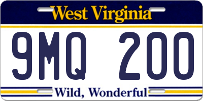 WV license plate 9MQ200