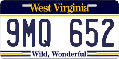 WV license plate 9MQ652