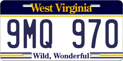 WV license plate 9MQ970