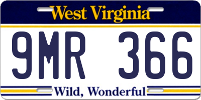 WV license plate 9MR366