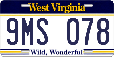 WV license plate 9MS078