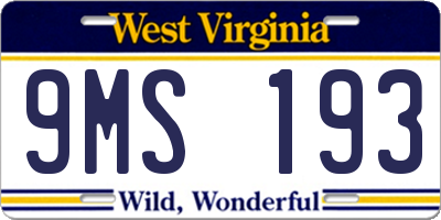 WV license plate 9MS193