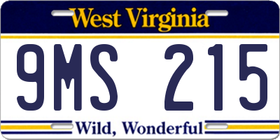 WV license plate 9MS215