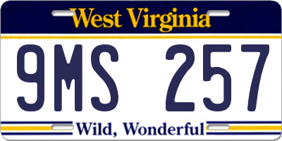 WV license plate 9MS257