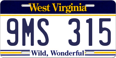 WV license plate 9MS315
