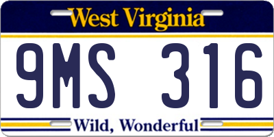WV license plate 9MS316